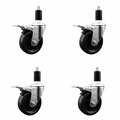 Service Caster 4'' SS Phenolic Swivel 1-3/8'' Expanding Stem Caster Set Total Lock Brake, 4PK SCC-SSEXTTL20S414-PHS-138-4